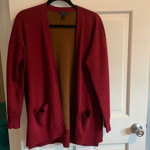 Burgundy and brown cardigan